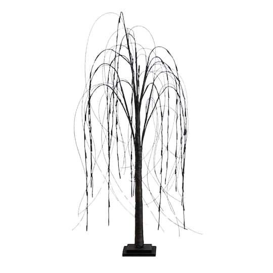 4ft. Orange & Purple LED Pre-Lit Halloween Black Willow Artificial Fall Tree